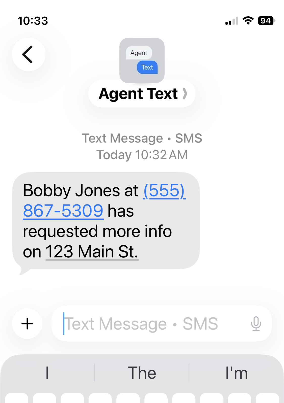 Real estate agent receives buyer's phone number as a text lead from yard sign rider